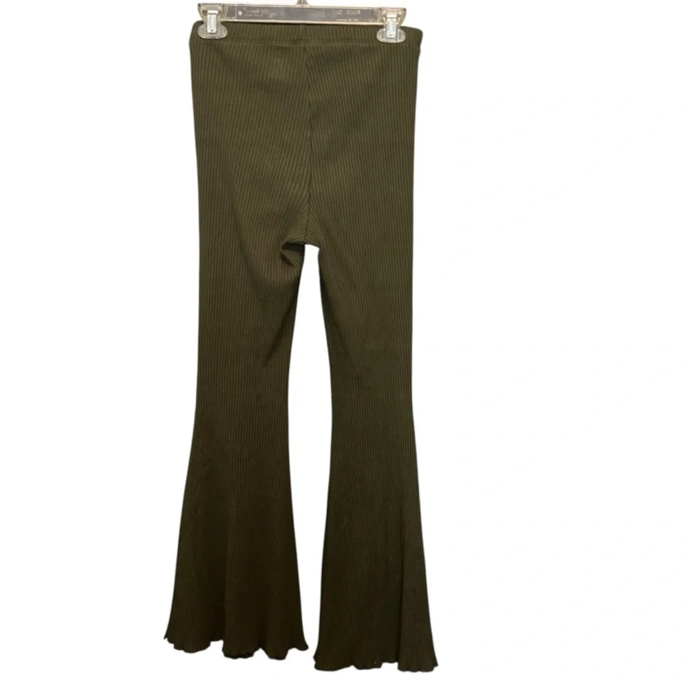 Aerie Kick-It Ribbed High Waisted Super Flare‎ Pants in Olive Green - Picture 10 of 10